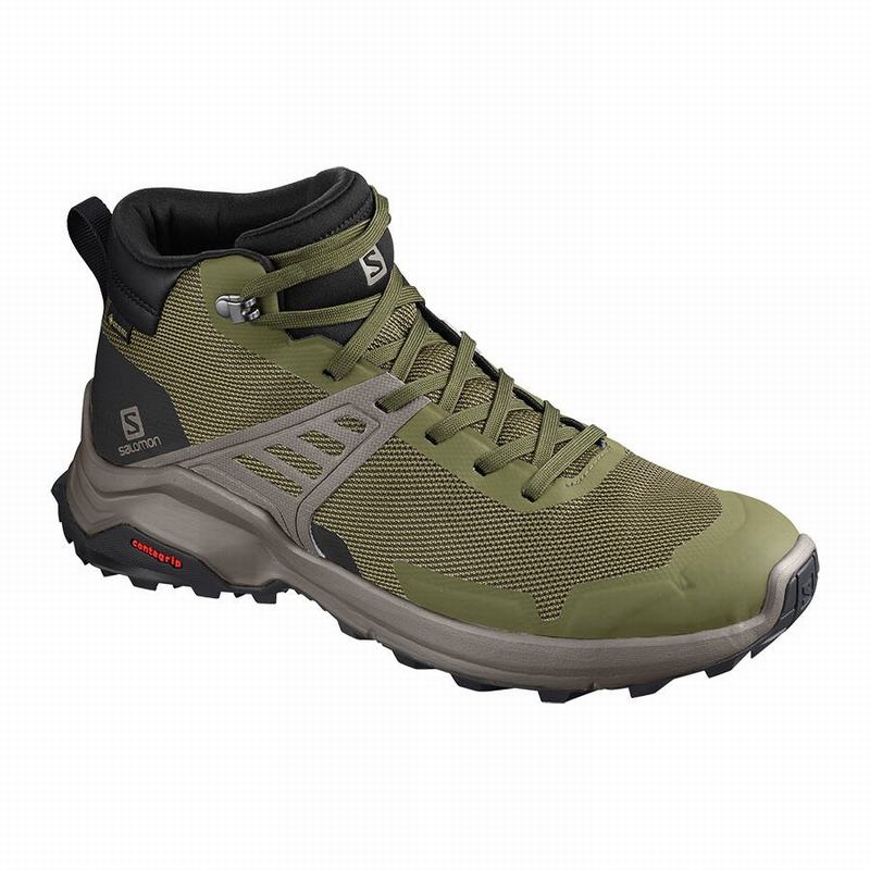 Salomon Israel X RAISE MID GORE-TEX - Mens Hiking Shoes - Olive/Black (OXTN-38645)